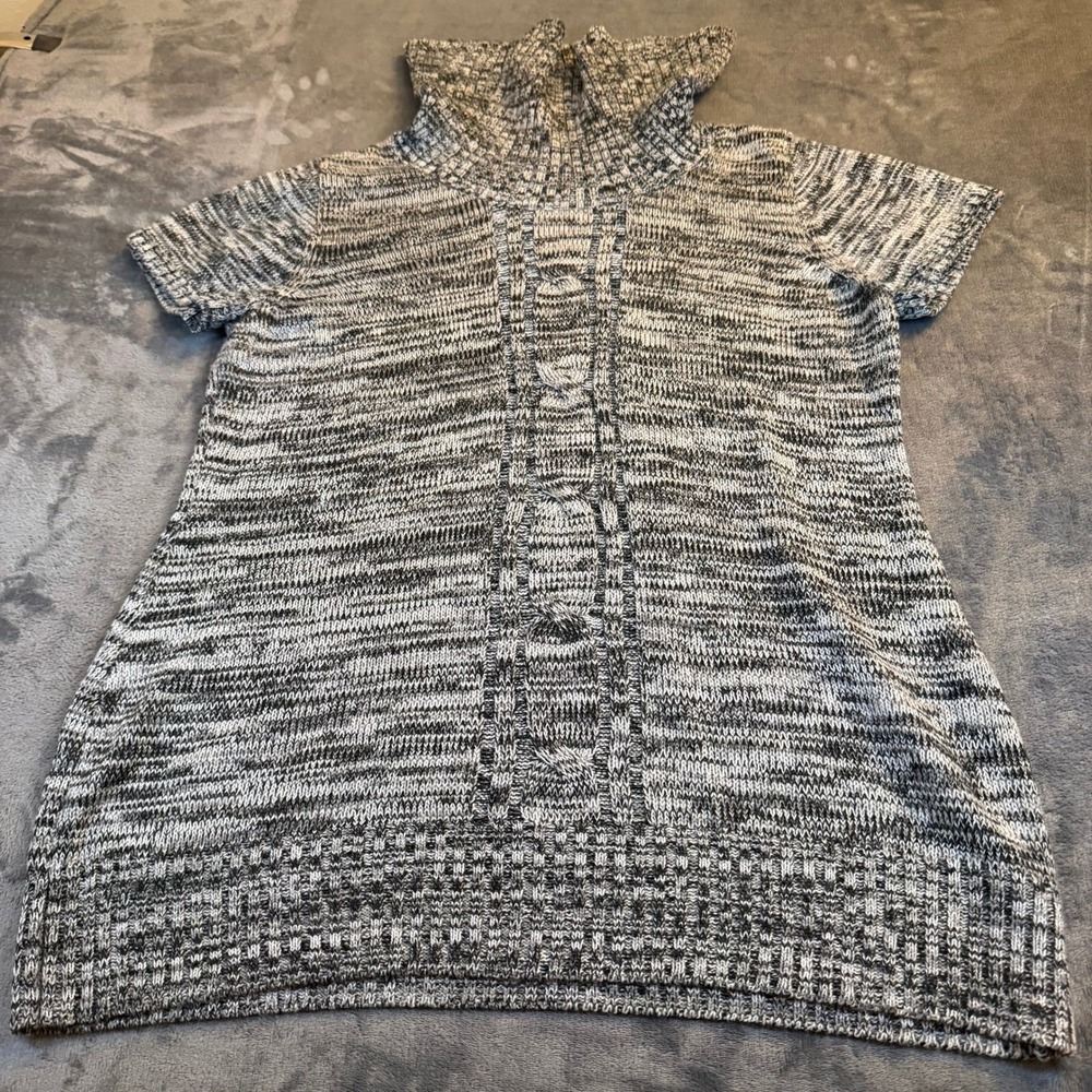 NY Collection Cowl Neck Tunic Sweater Womens Extra Large Gray Cable Knit